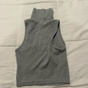 Gray Zara Funnel Neck Crop Top
